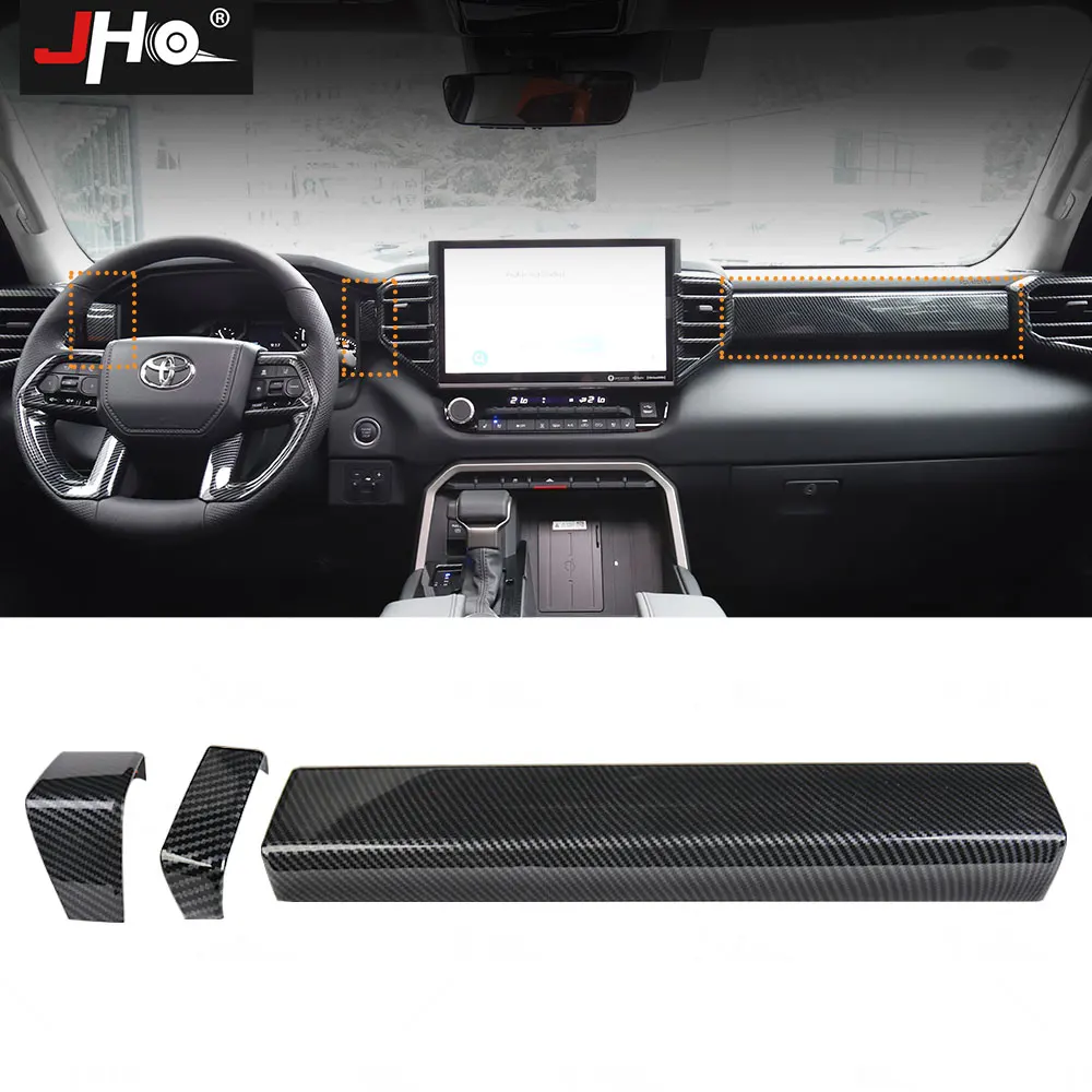 

JHO Carbon Grain Center Control Copilot Dashboard Panel Cover Trim for 2022 2023 Toyota Tundra Interior Accessories