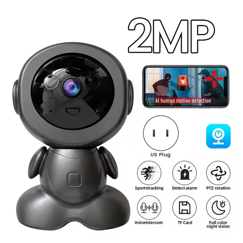 2MP Wireless Wifi Camera Auto Tracking AI Human Detect Baby Monitor HD Wireless Robot Surveillance Cmaeras SmartHome(US)-ABWO