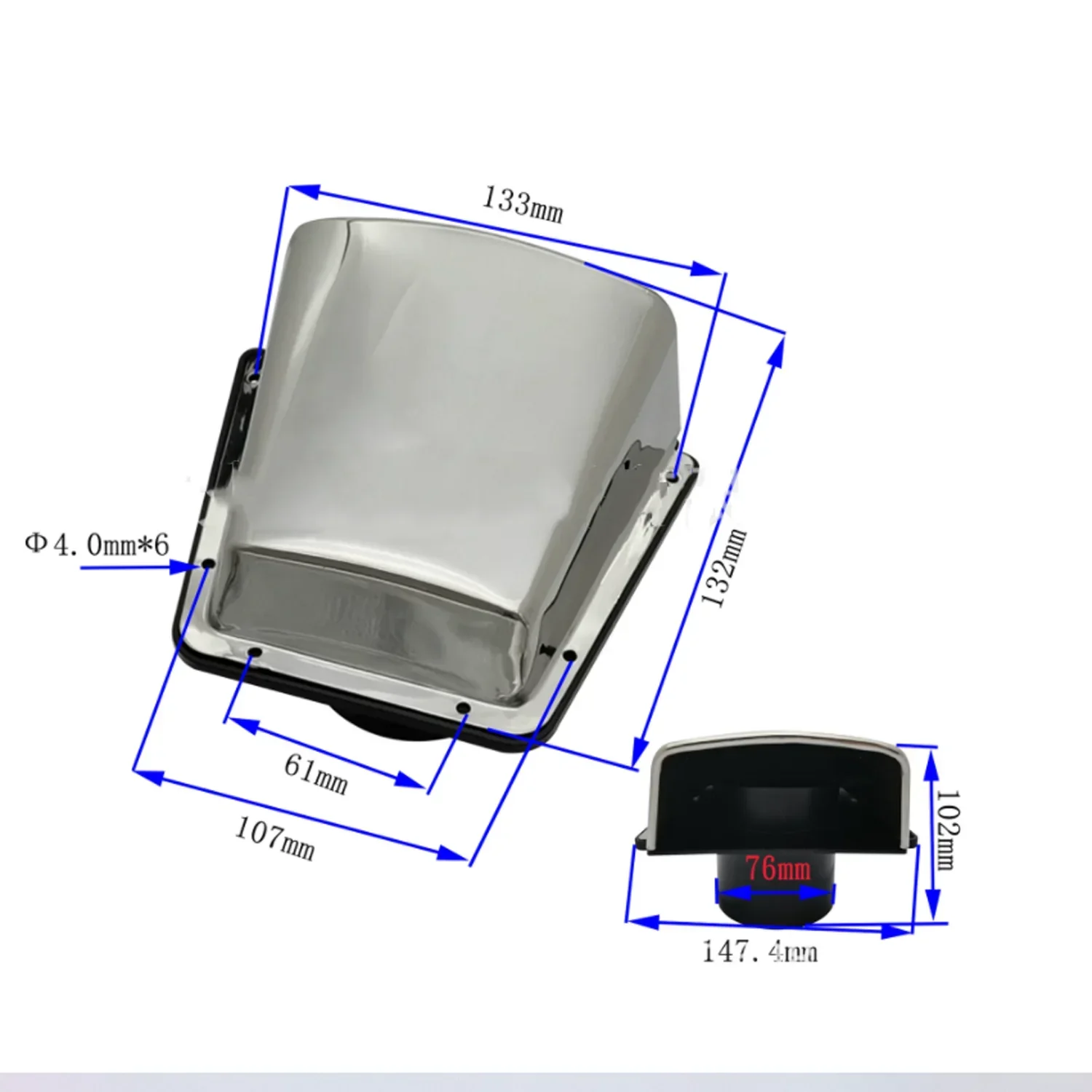 1pc Boat Vent Cover with Nylon Base Intake & Exhaust Cowl Ventilator for Boat Ships Yachts Good Ventilation 147.4x132x76mm