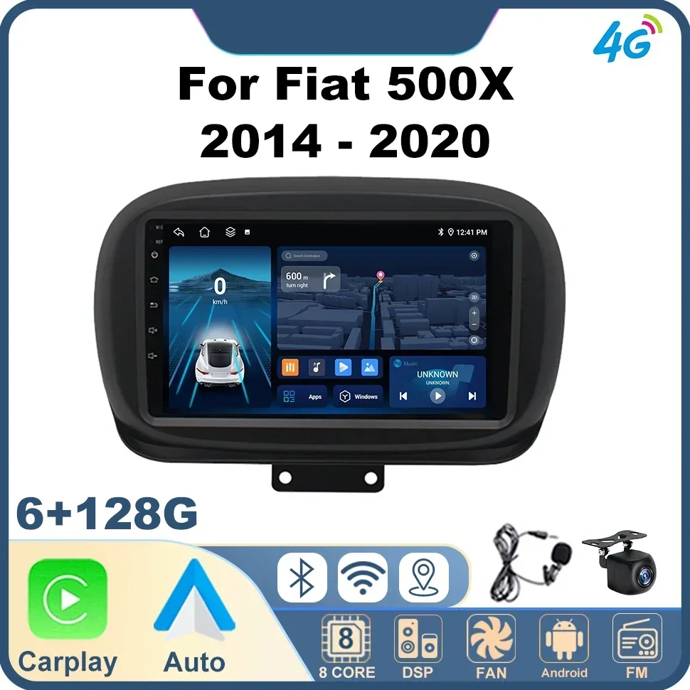 

Автомобильный радиоприемник Smart Car Systems для Fiat 500X 2014-2020 8-ядерный Androidroidauto GPS Автомобильный аудио WIFI BT IPS Автомобильный мультимедийный плеер