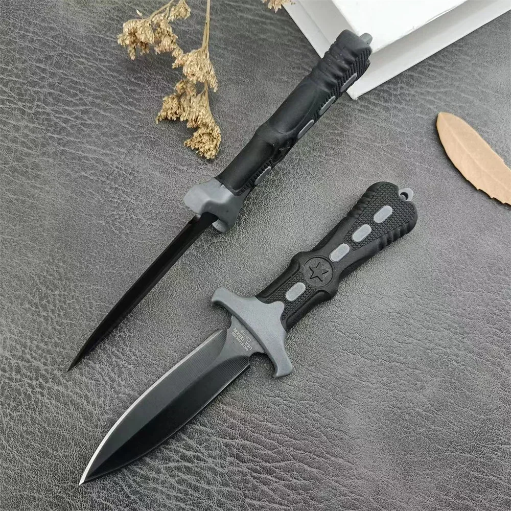 MT Five Stars Military Tactical Knife Fixed Blade Knife 440C Blade ABS Handle Pocket Knife Outdoor EDC Camping Cutting Tool