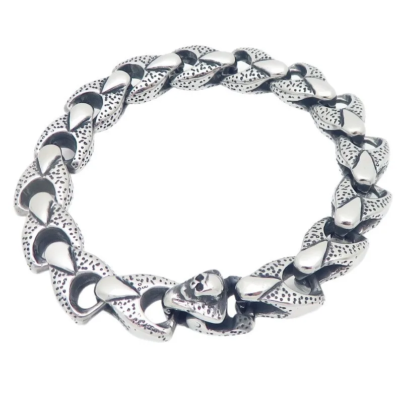 12mm 8.66inch Cool Skullhead Gothic-style dragon bone chain stainless steel men's bracelet Bangle 66g weight for XMAS Gifts