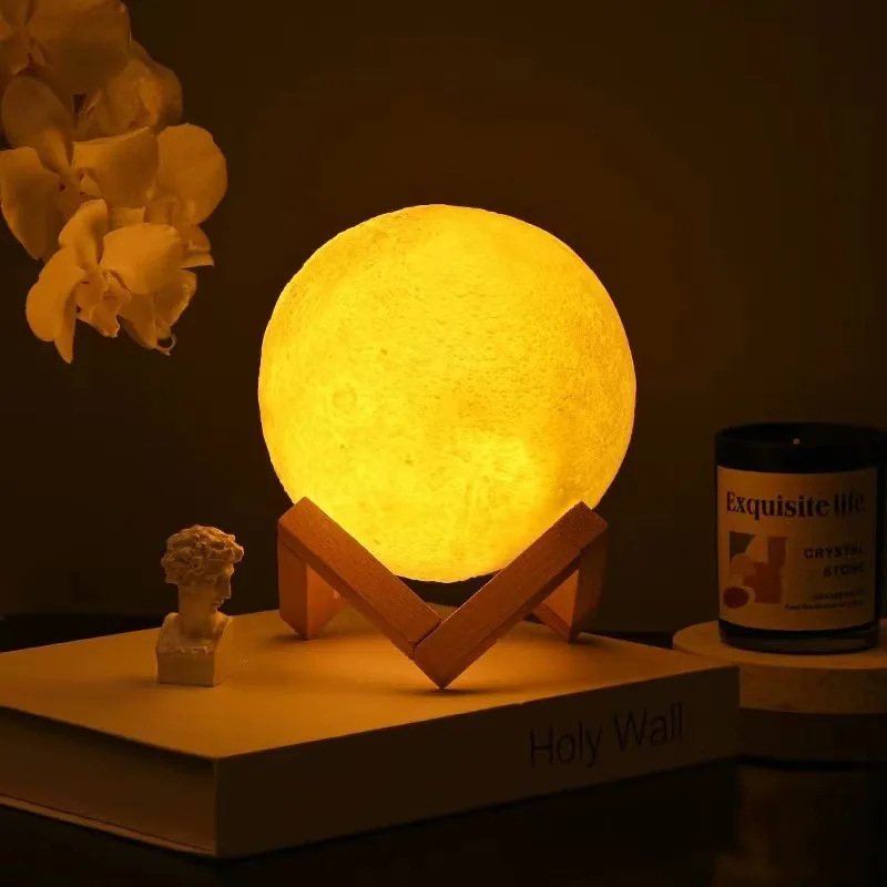 LED Moon Light Night Light Battery Powered Star Light Bedroom Decoration Night Light Children\'s Gift 8cm Moon Light