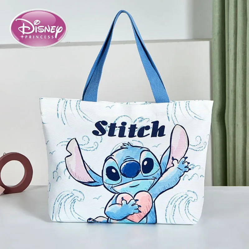 Disneynew Stitch large canvas bag Strawberry Bear shoulder bag handbag women\'s bag large capacity shopping bag commuter tote bag