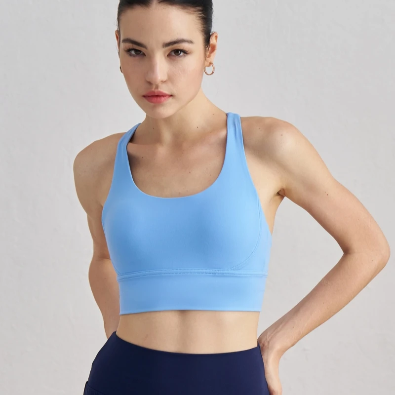 Women Sport Bra Gym Workout Top Cross Straps Yoga Clothes Crop Vest High Impact Fitness Bralette Push Up Running Tight Underwear