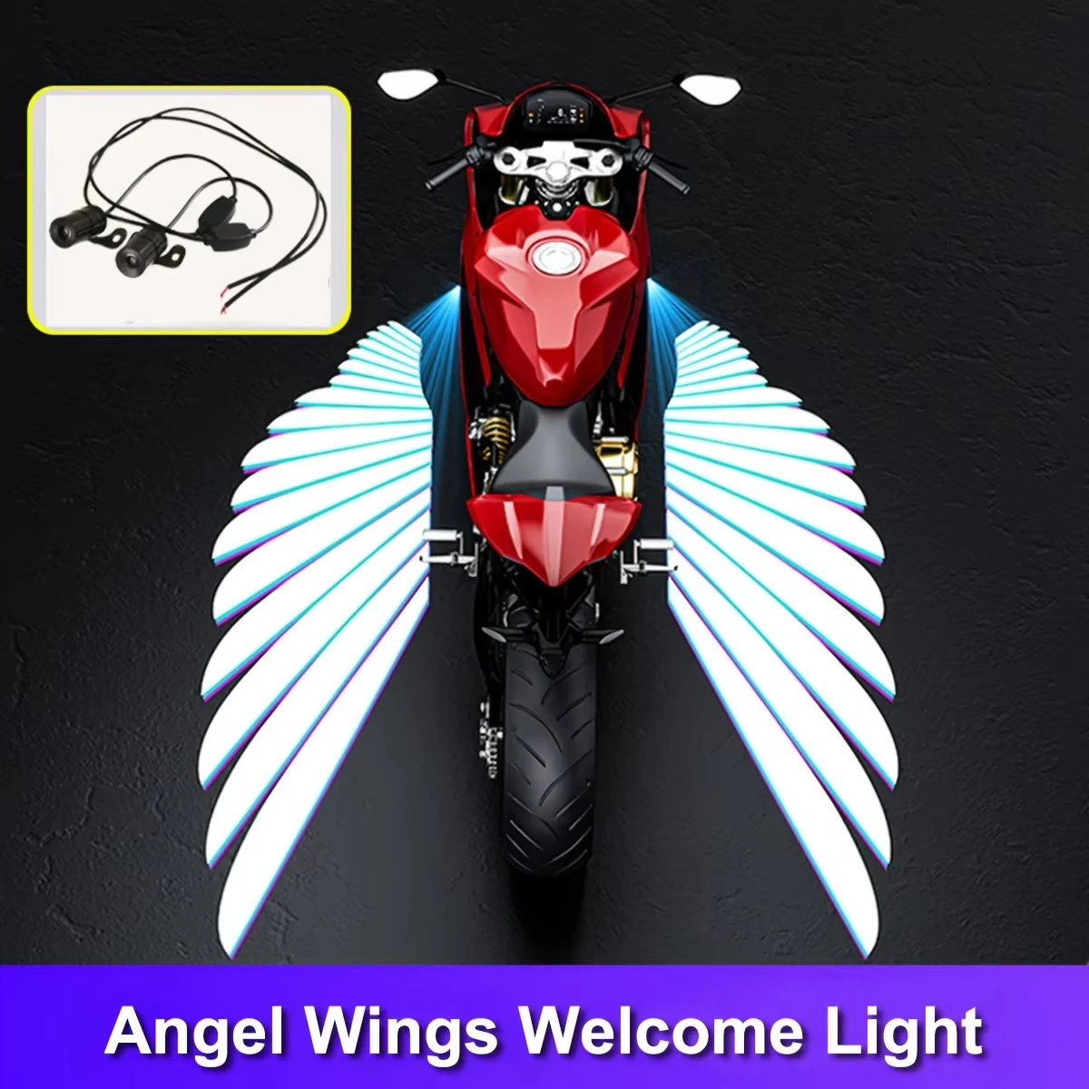 2PCS Motorcycle Angel wings LED projection light electric car street modification welcome decoration anti-collision laser light