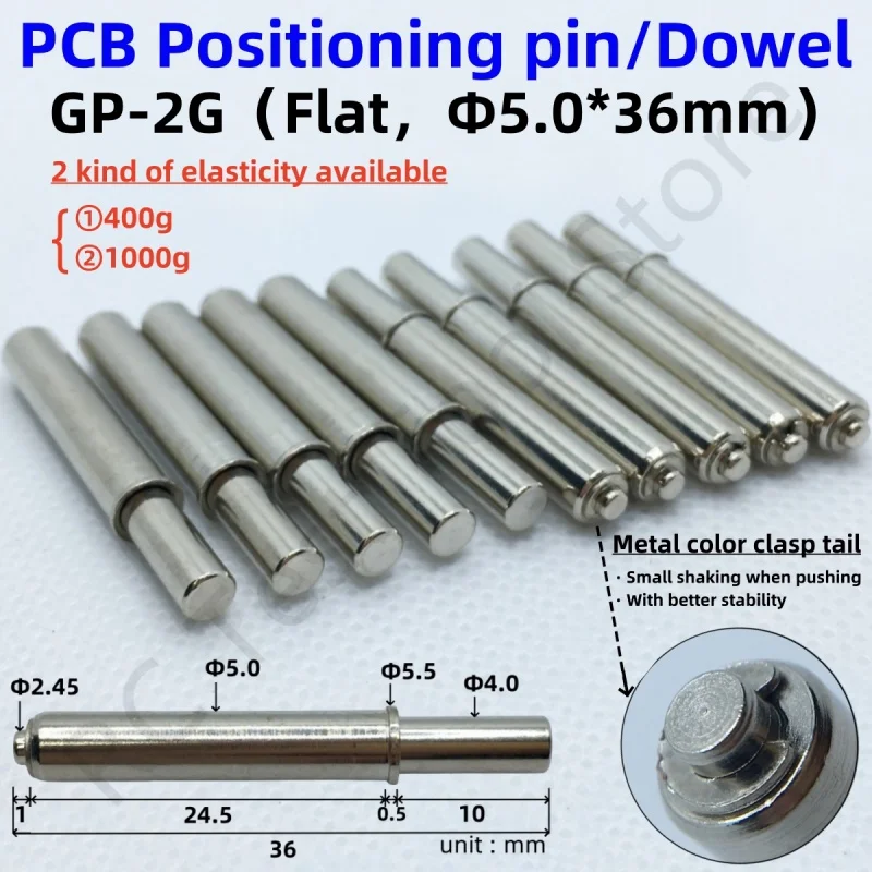 10/50PCS GP-2G Flat Head Positioning Pin Needle Nickel-Plated Spring Test Pin 36mm Positioning Needle Dowels Dia 5.0mm