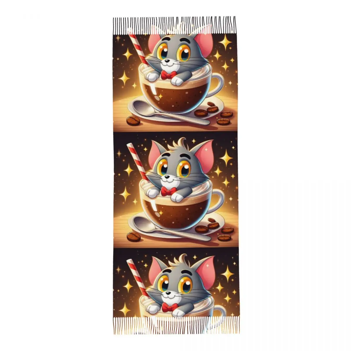 مخصص شرابة وشاح المرأة لينة الكرتون لطيف شال التفاف سيدة الأوشحة الشتوية