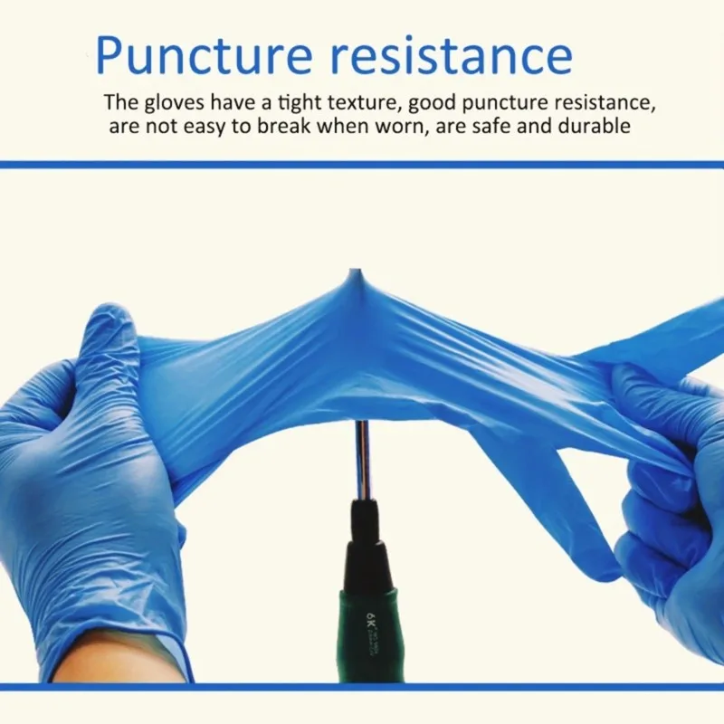 [NEW A09R!】 Protective Blue Nitrile Gloves Disposable 100 Count Powder-Free Latex Free Safety Gloves
