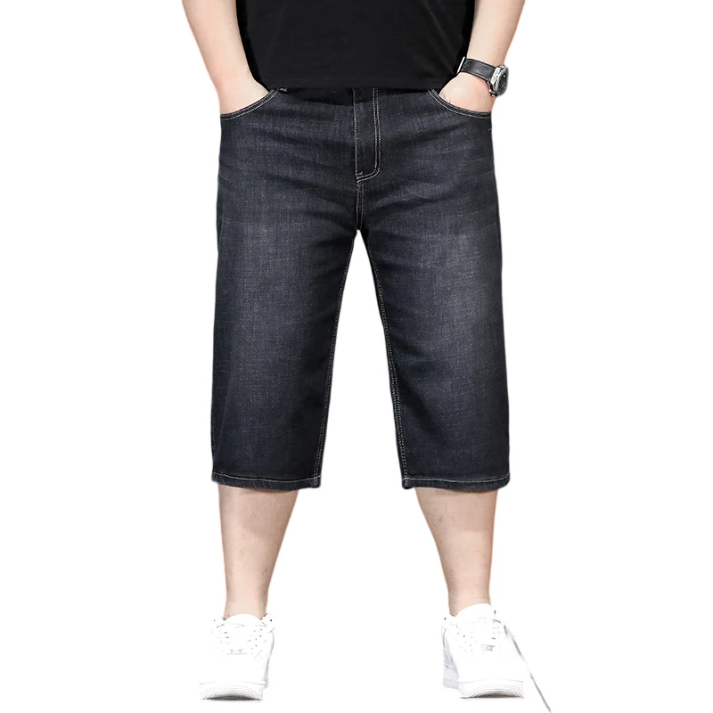 New Large Size 7 Point Length Denim Jeans For Men Chubby Handsome Enlarged 5XL 6XL 7XL Casual Denim Short Pants For Male