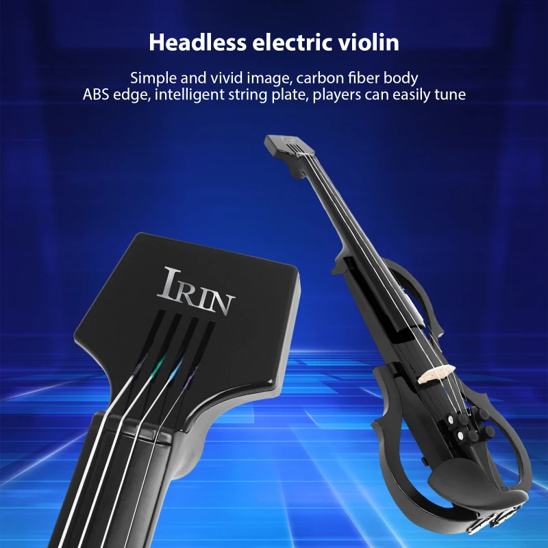 IRIN Violin Intelligent 4/4 Silent Electric Violin Set Carbon Fiber Body ABS Binding with Earphones Cable Shoulder Rest