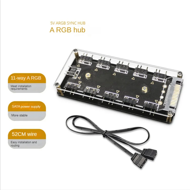 

10 Ports RGB Fan HUB PC Computer Desktop 5V 3PIN ARGB Extension