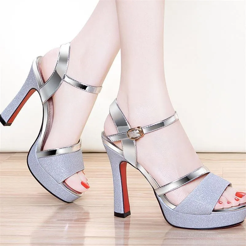 Fashion Shoes for Women Summer Platform Sandals Buckle High Heels Fish Mouth Ladies Comfortable Wedding Party Evening Shoes