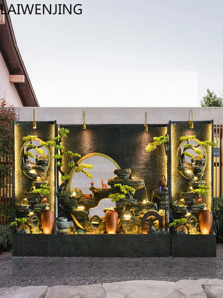

MJY Large Chinese Style Water Curtain Wall Decoration Flowing Water Screen Living Room Courtyard Floor Ornament