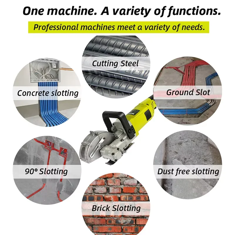 220V Electric Wall Chaser Groove Cutting Machine 4000W Circular Saw Concrete Steel Slotting Cutter for Home Improvement