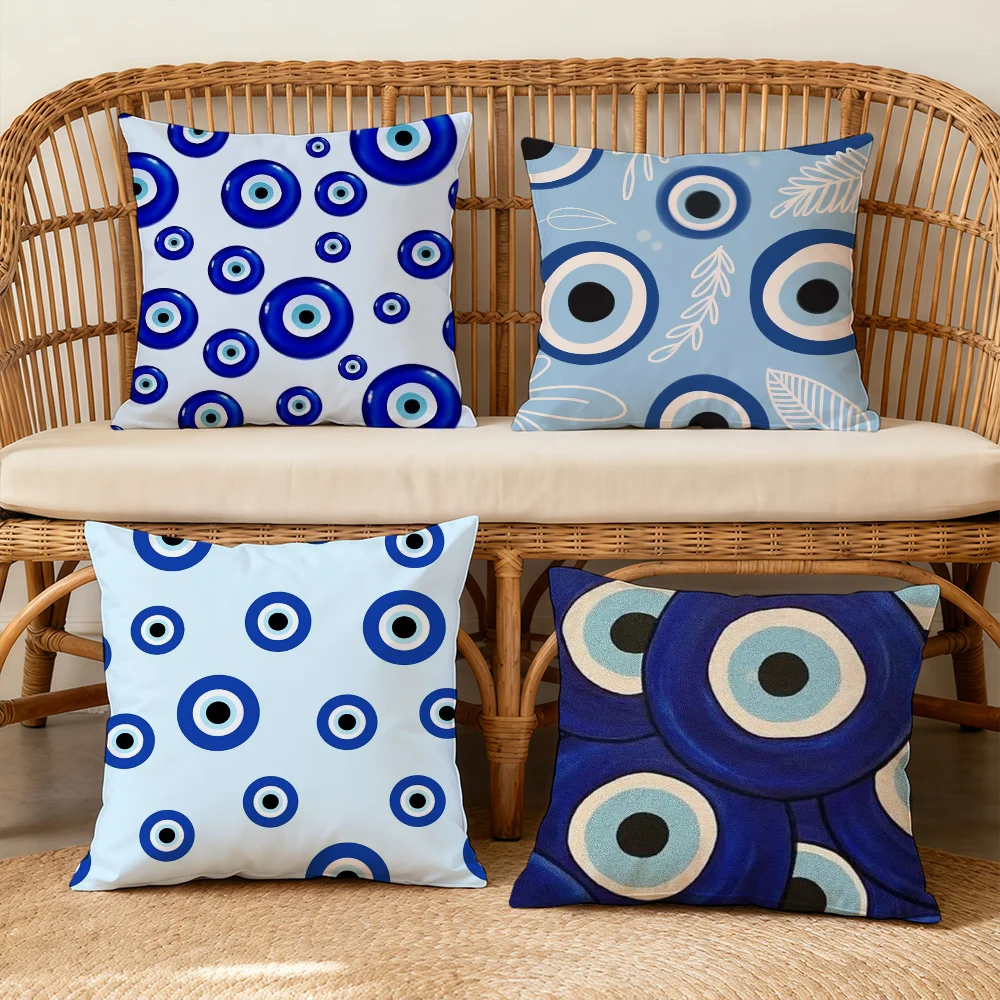Turkish Lucky Blue Eye Cushion Cover Square Decorative Throw Pillow Case Sofa Bed Living Room Anniversary Gifts