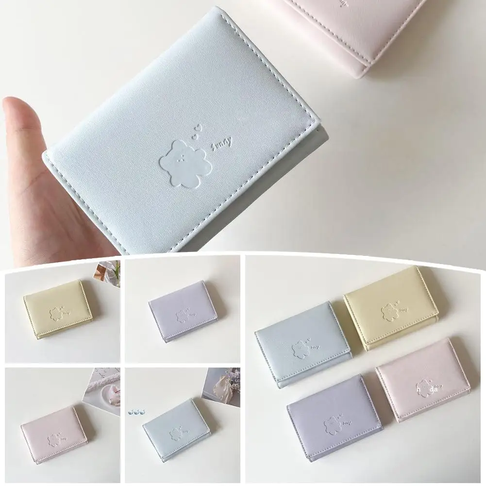 Women Short Bear Small Wallets Student Triple Fold Holder Coin Card Bag Wallets Id Bag Card Cartoon Ladies Holder Girl Purs F5f4