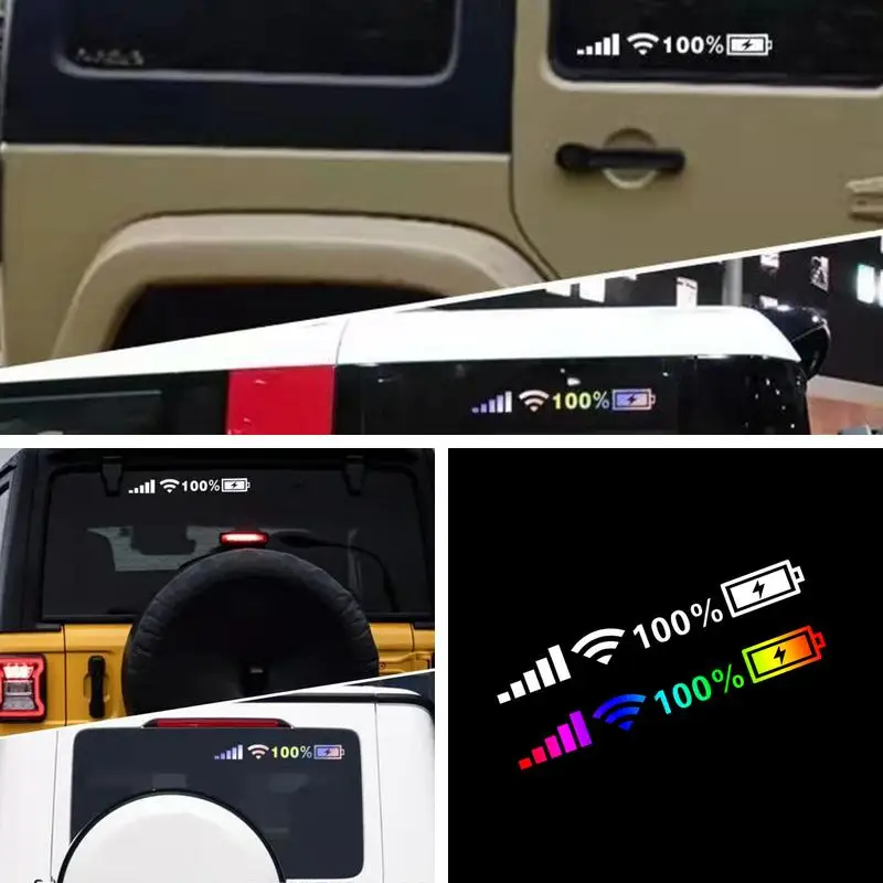 Self Adhesive Reflective Wifi Signal Sticker Battery Level Vinyl Car Decor Decal For Auto Exterior Accessories