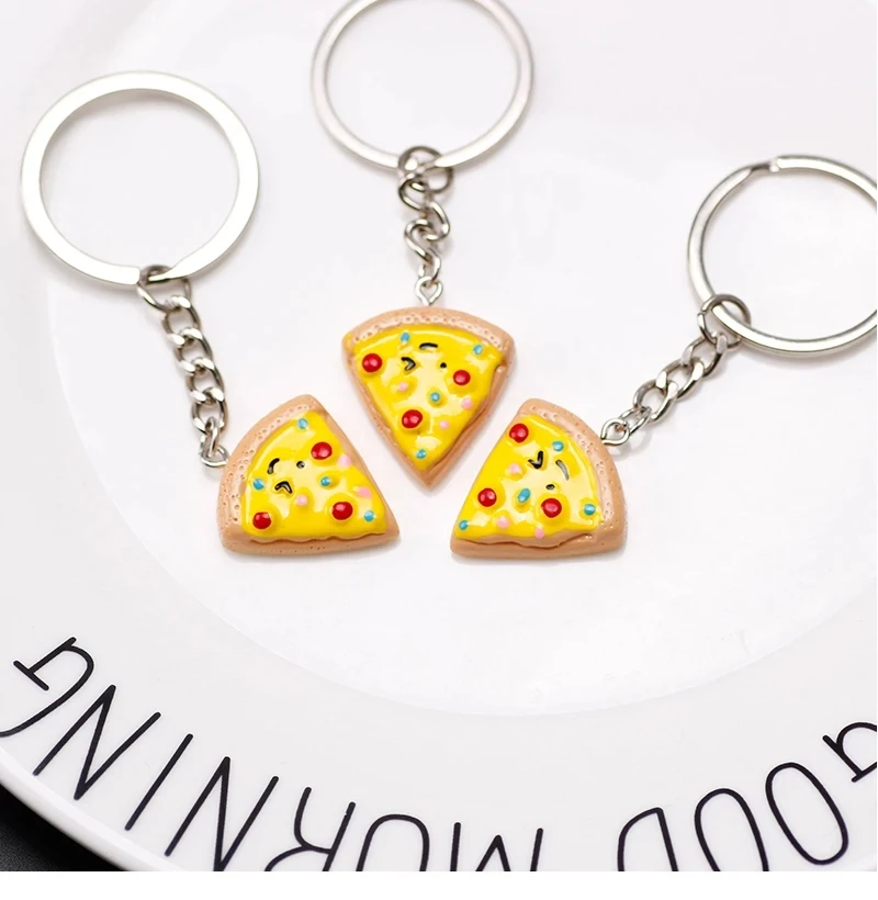 Cute Pizza Keychain for Women Student Kawaii Pizza Pendant Key Chain Backpack Car Accessories for Best Friend Jewelry Gift