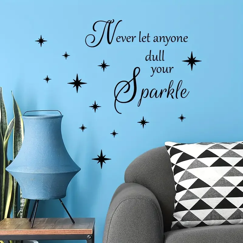1pc Wall Art Decal - Never Let Anyone Dull Your Sparkle Trendy Lovely Motivating Fun Positive Quote Sticker For Bedroom Playroom