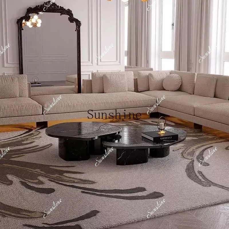 Light luxury high-end marble combination villa high-end art design special-shaped metal coffee table  FT