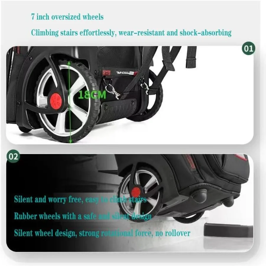 حقيبة ظهر عالية الجودة للسفر للبالغين مقاس 22 بوصة للكمبيوتر المحمول مع عجلات كبيرة حقيبة ظهر دوارة مقاومة للماء بعجلات #2