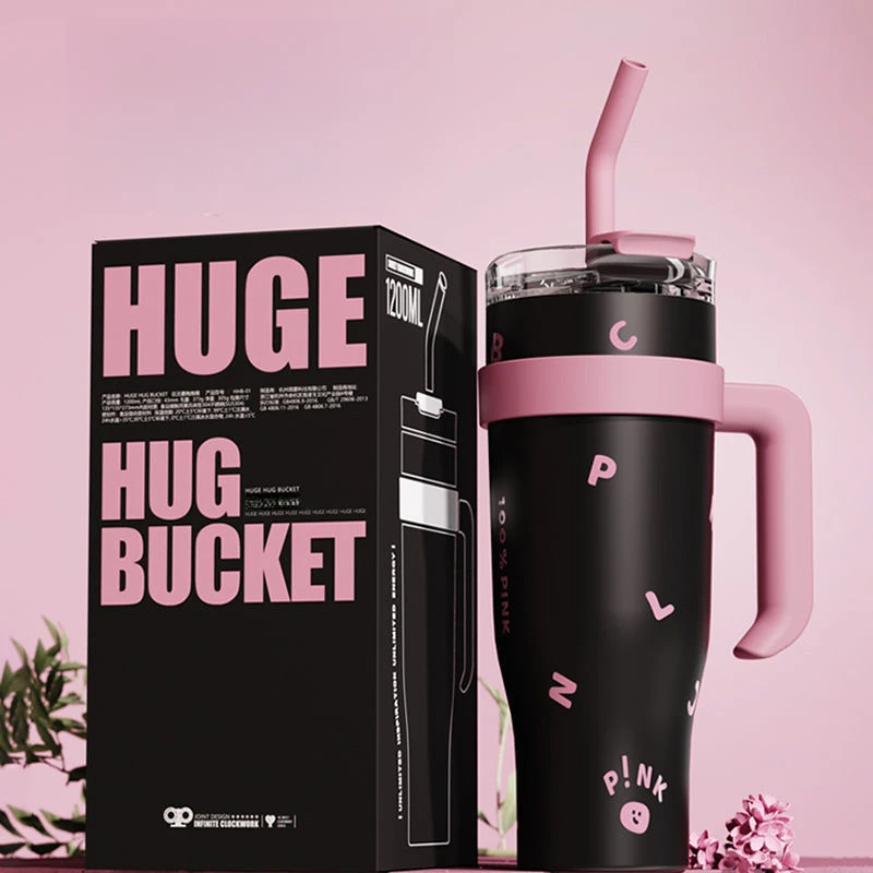LUSQI 1200ml Water Bottle Stainless Steel With Handle Outdoor Thermos Bottle For Coffee Tea