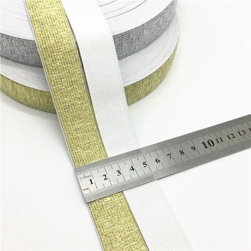 Gold Silver Nylon Elastic Bands  High Quality 25mm 40mm Width Elastic Band For Garment Trousers Sewing DIY Accessories 1meter