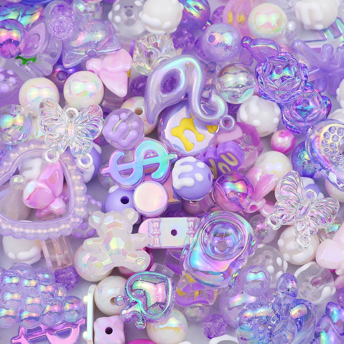 الأرجواني 60 جرام الاكريليك متعدد الألوان مختلط نمط فضفاض الخرز لصنع المجوهرات أساور سلاسل الهاتف المعلقات لوازم النتائج