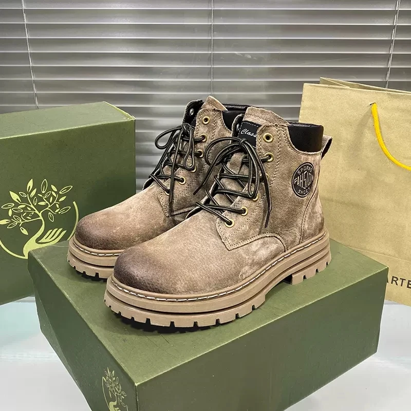 

Мужские модные ботинки до середины икры, теплые зимние зимние ботинки Fce, повседневные кожаные ботинки с круглым носком для молодежи и среднего возраста...