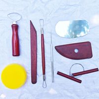 8pcs Red Clay Sculpting Kit Sculpt Smoothing Wax Carving Pottery Ceramic Tools Polymer Shapers Modeling Carved Tool Set Klin