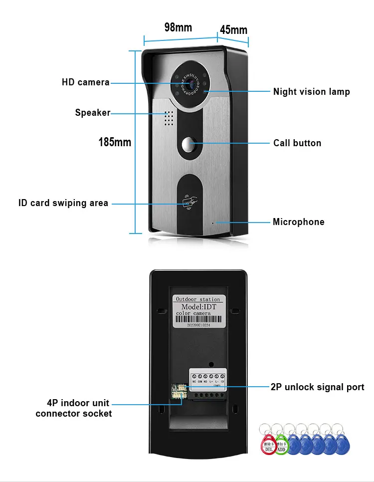 1080P Tuya WiFi 10 بوصة تعمل باللمس فيديو باب الهاتف نظام اتصال داخلي تتفاعل فتح التطبيق سجل المنزل الذكي جرس الباب مجموعات الكاميرا