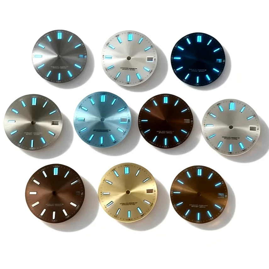 

New 28.5mm NH35 Sunburst Texture Watch Dial No logo BGW9 Blue Lume for NH35/4R35 Automatic Movement Diy Parts