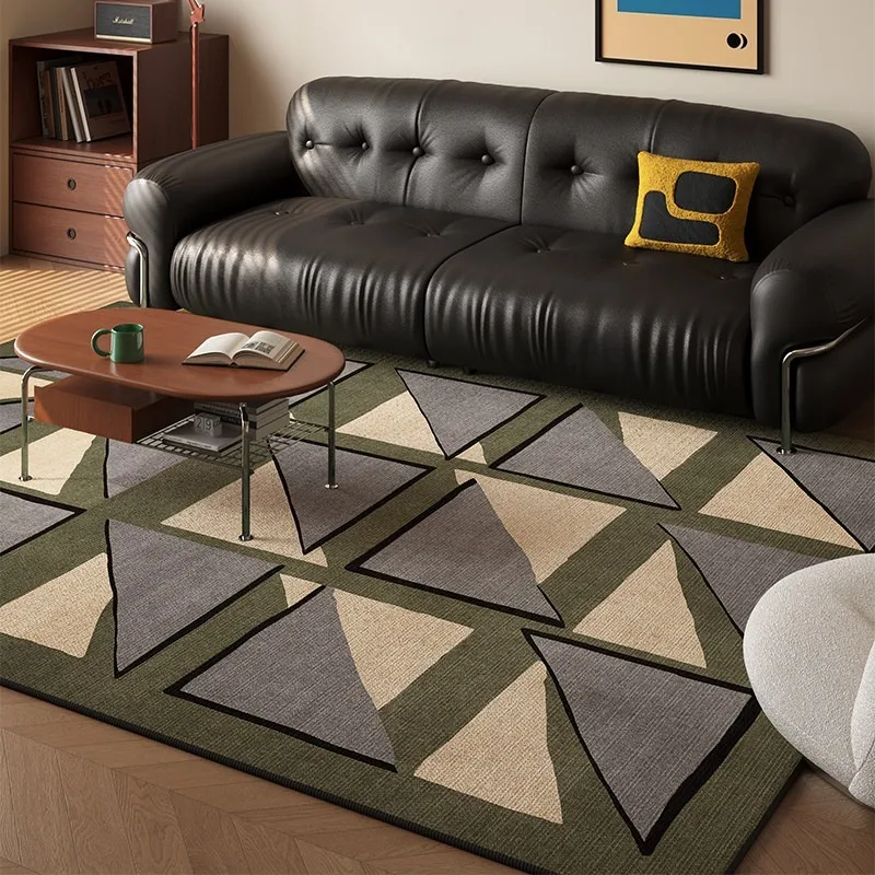 Triangle Pattern Living Room Carpet Retro Color Scheme Large Area Coffee Tables Plush Mat Vintage Advanced IG Bedroom Rug Ковер