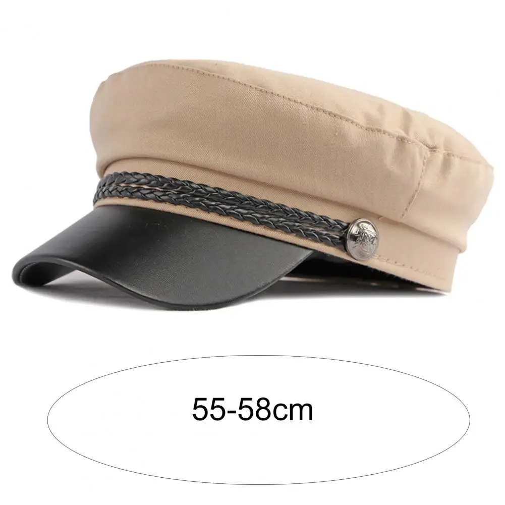 Chic Women Sun Hat Spring Autumn Women Cap Adjustable Windproof Short Brim Captain Cap Sun Protection