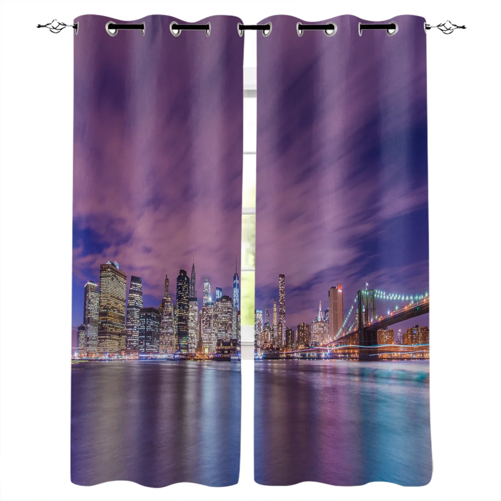 City Night View Scenery Blackout Curtains Window Curtains For Bedroom Living Room Decor Window Treatments