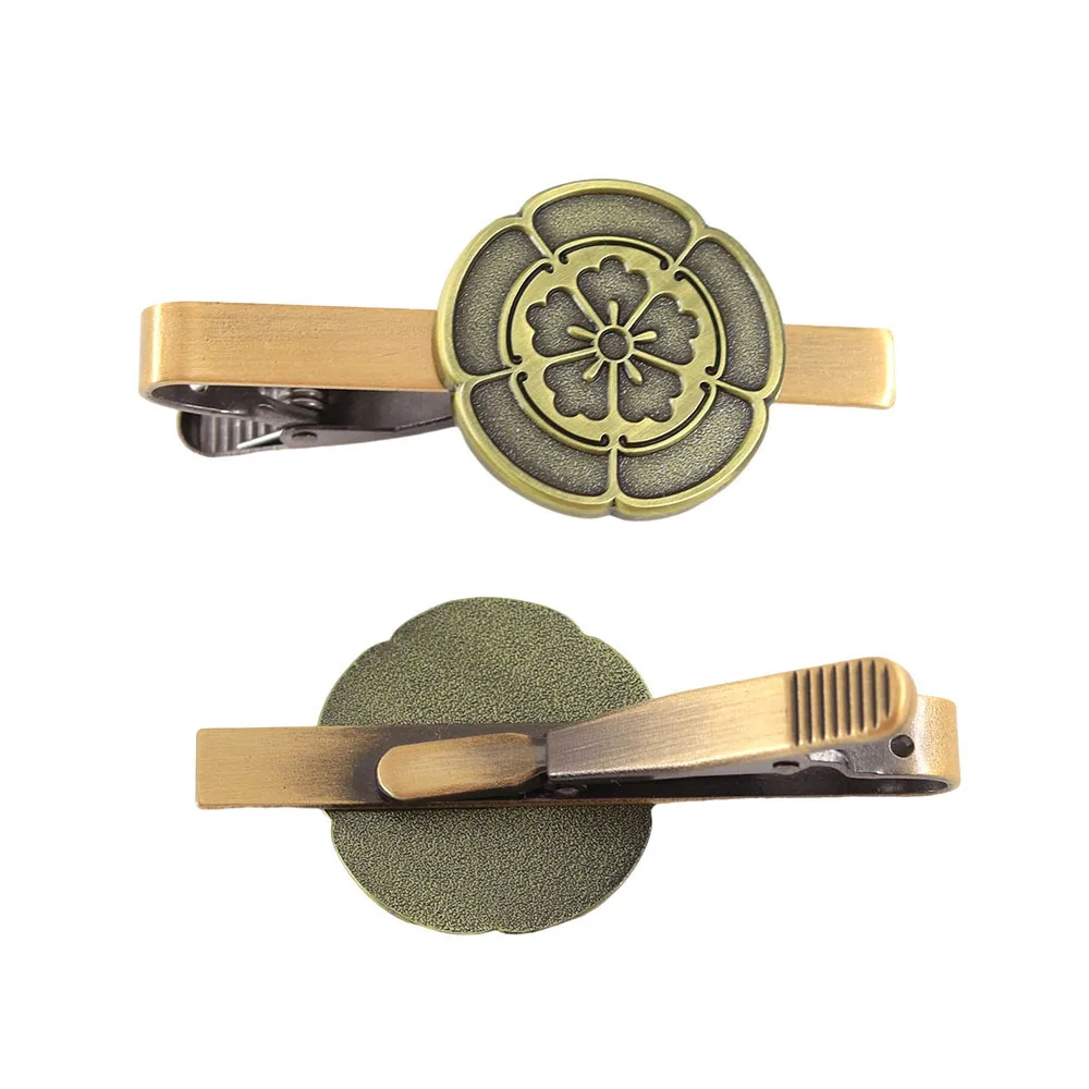 Vintage Japanisches Oda Mokko Kamon Blumen Anstecknadel Manschettenknöpfe Krawattenklammer Set Retro Bronze Brosche Herren Formelle Anzug-Accessoires Geschenk – Detail 9