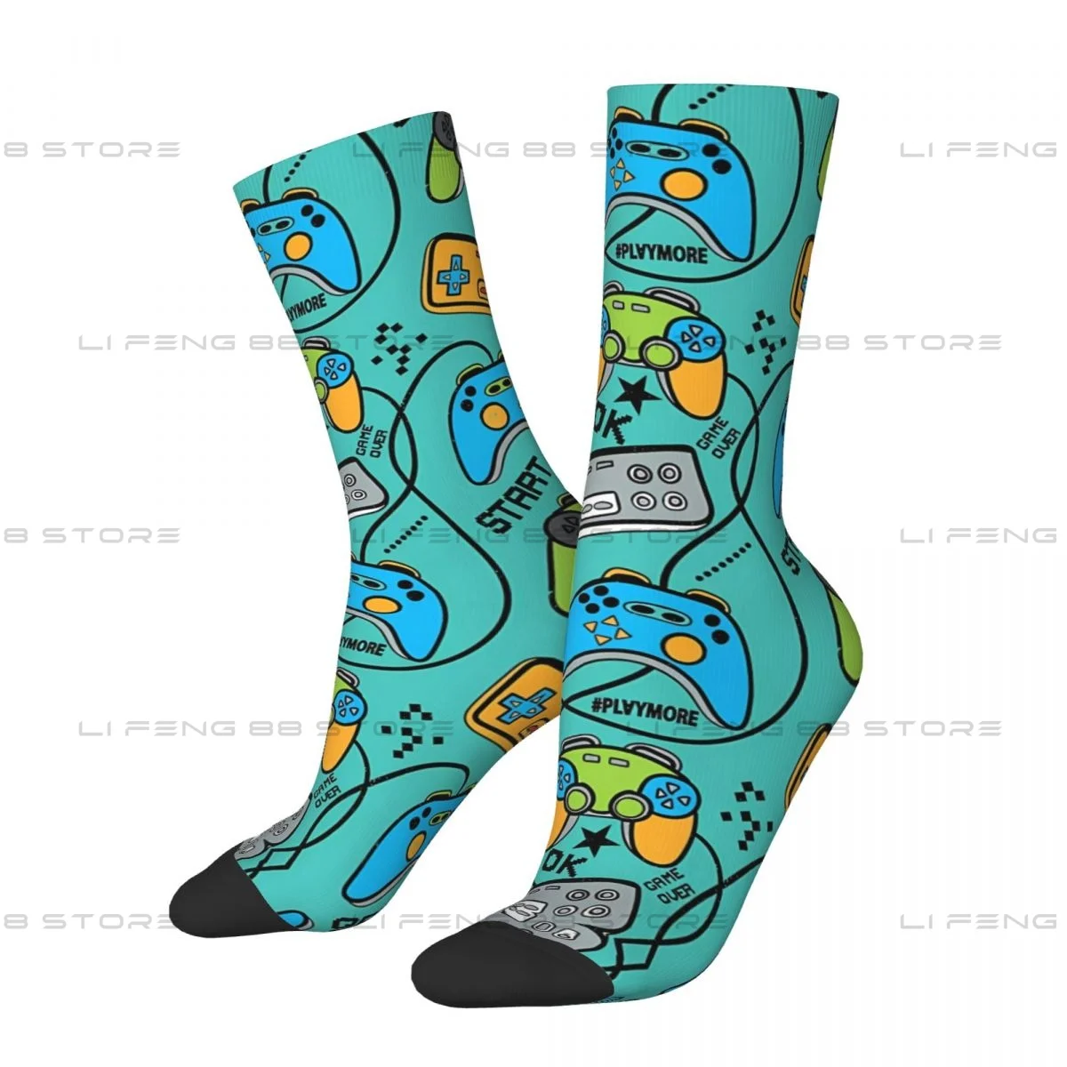 Pattern With Gamepads Old School Game Unisex Winter Socks Hip Hop Happy Socks Street Style Crazy Sock