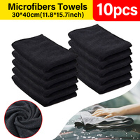 10pcs Car Care Polishing Wash Towels Microfibers Car Detailing Cleaning Soft Cloths Home Window 30x40cm Black