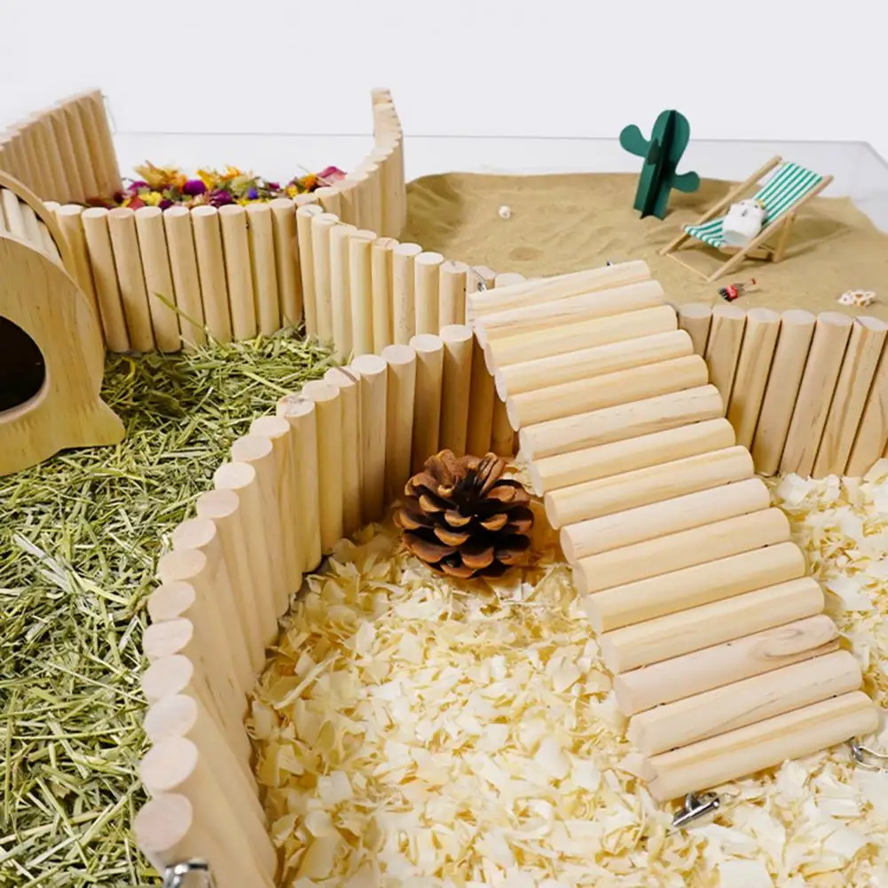 Hamster Toy Natural Wood Arch Bridge Pet Ladder Toy Bendable Long Climbing Ladder Small Pet Toy for Guinea Pig Chipmunk