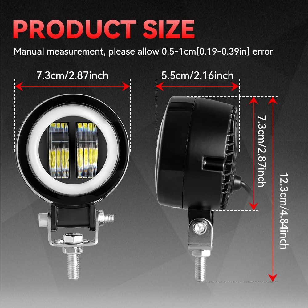 3INCH 20W Motorcycle LED Angel Eye Work Light Bar Spot Lamp Offroad Car Boat Truck SUV Pickup 12V 24V Driving Fog Lamp Headlight