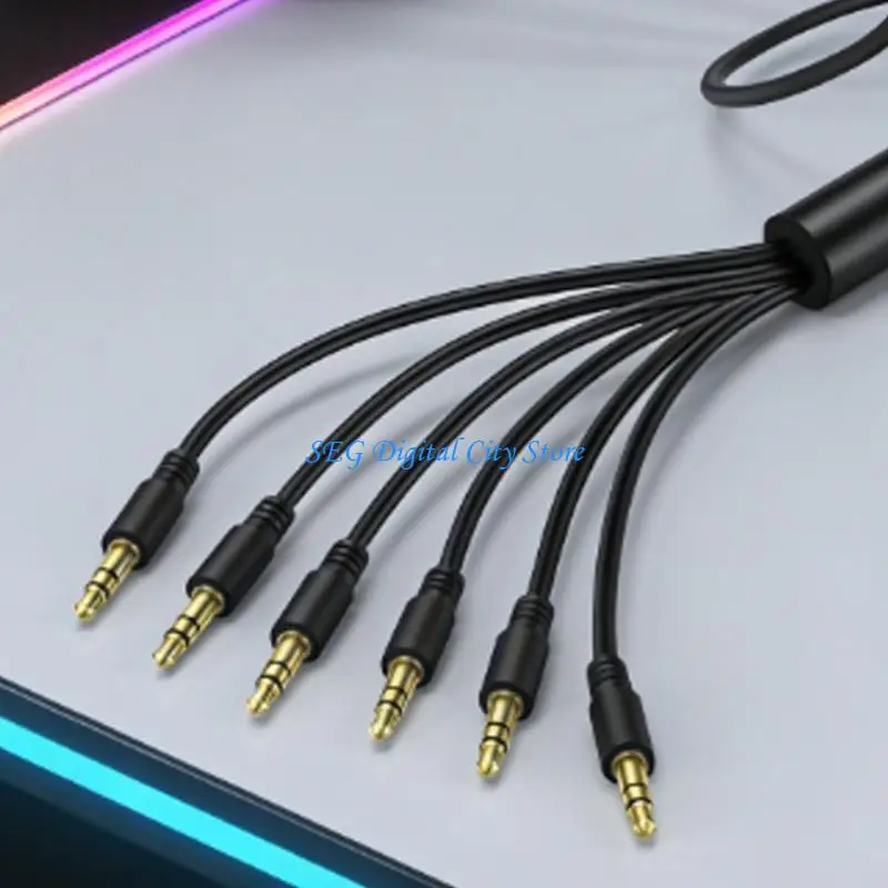 U75B Professional 3.5mm Sound Splitter Cable 1 Input 5 Outputs for Multiple Devices