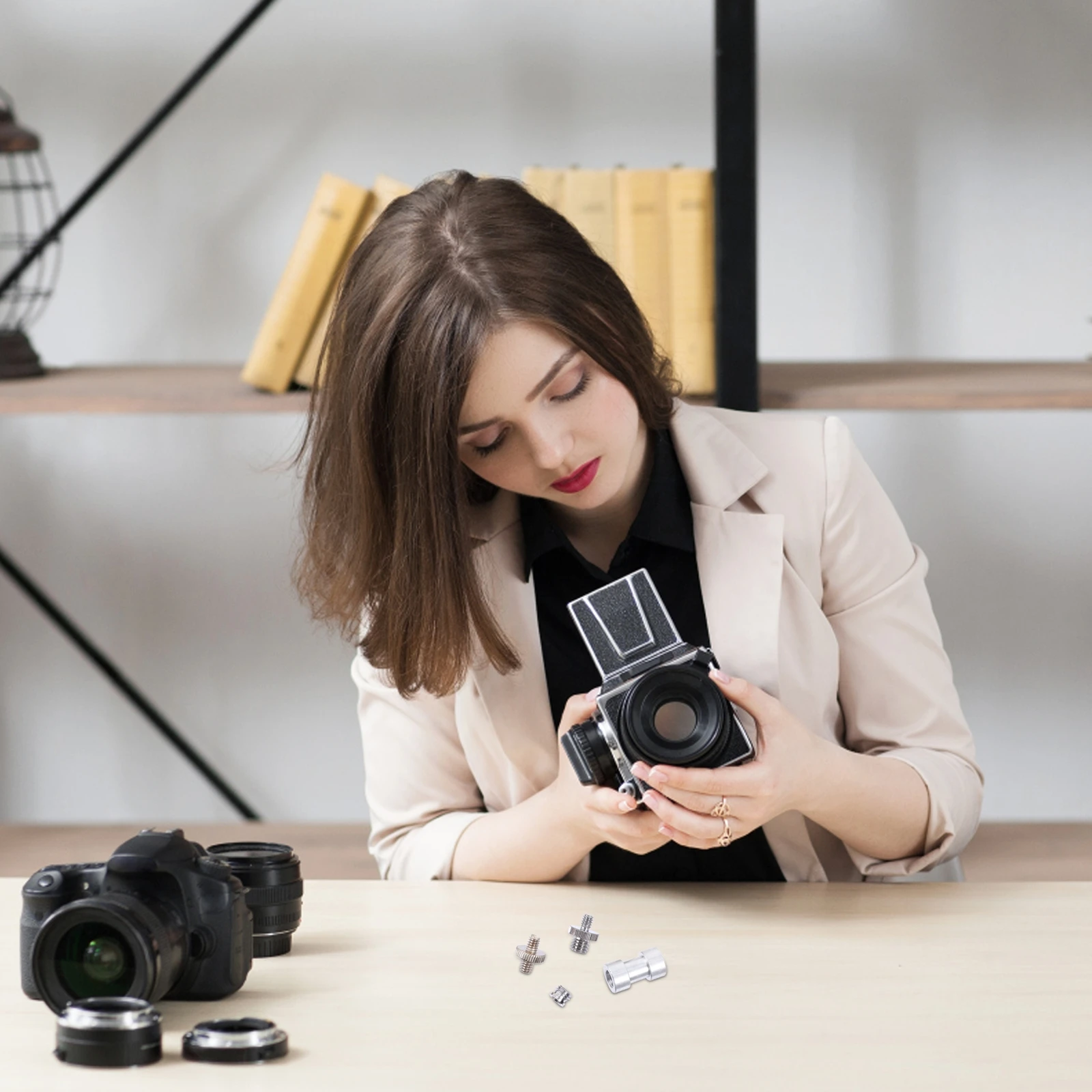 

Dual-head 1/4-1/4 Screw Adapter Kit Tripod Converter Tool DSLR Camcorder Accessories Nut Set Photography Cameras