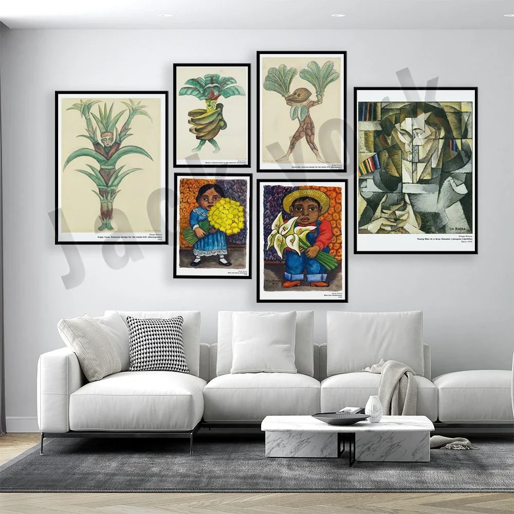 Diego Rivera Mexican Ballet Poster Cane Suit Pineapple Suit Banana Dress Design Poster Canvas Picture Home Living Room Decoratio