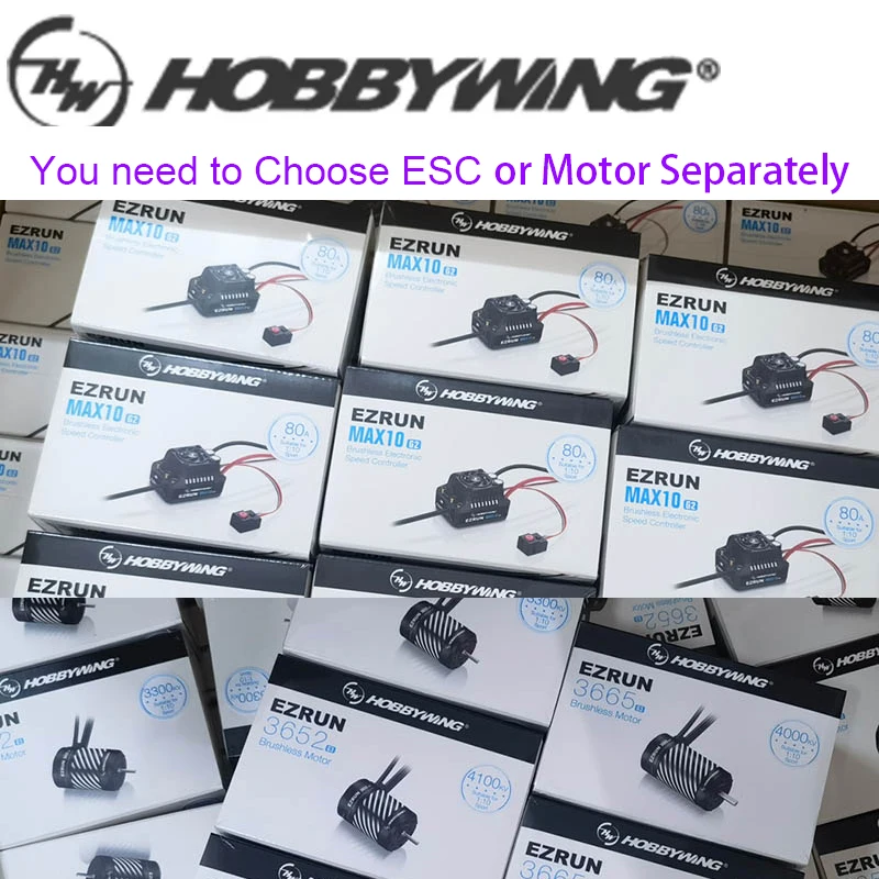Hobbywing EzRun MAX10 G2 توربو مقاوم للماء مستشعر بدون فرش 80A / 140A ESC أو 3652 / 3665 G3 مجموعة المحرك لسيارة RC 1/10