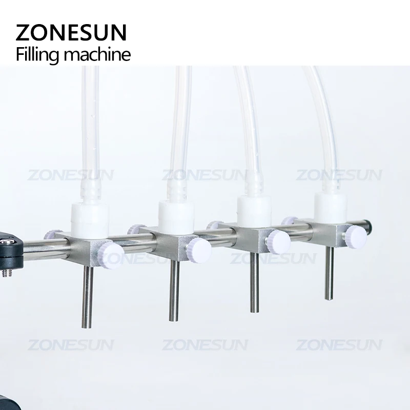 ZONESUN Semi-automatic 4 Nozzles Liquid Perfume Water Juice Essential Oil Eye Drops Peristaltic pump Liquid Filling Machine