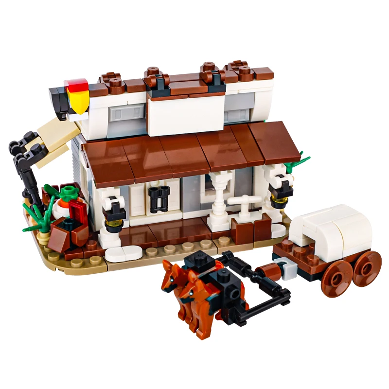 

Medieval Town Store Building Blocks MOC Street View Shop Carriage Bricks Toys Kids Gift