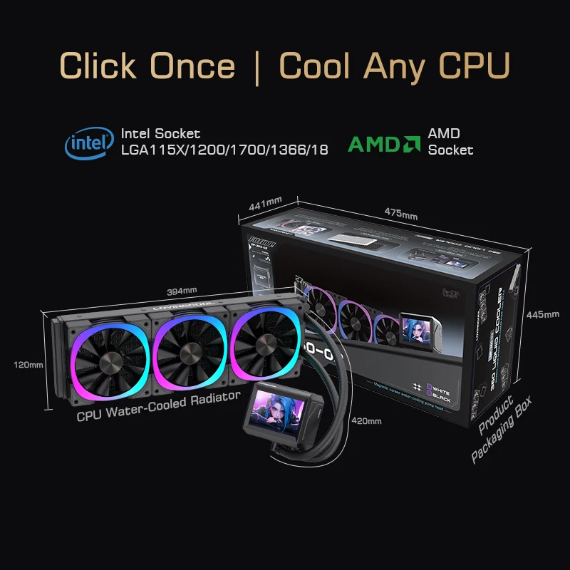 Lovingcool سعر المصنع 360 مللي متر ARGB CPU PC مشعاع تبريد المياه رأس المضخة المغناطيسية AMD مبرد السائل لألعاب الكمبيوتر #6