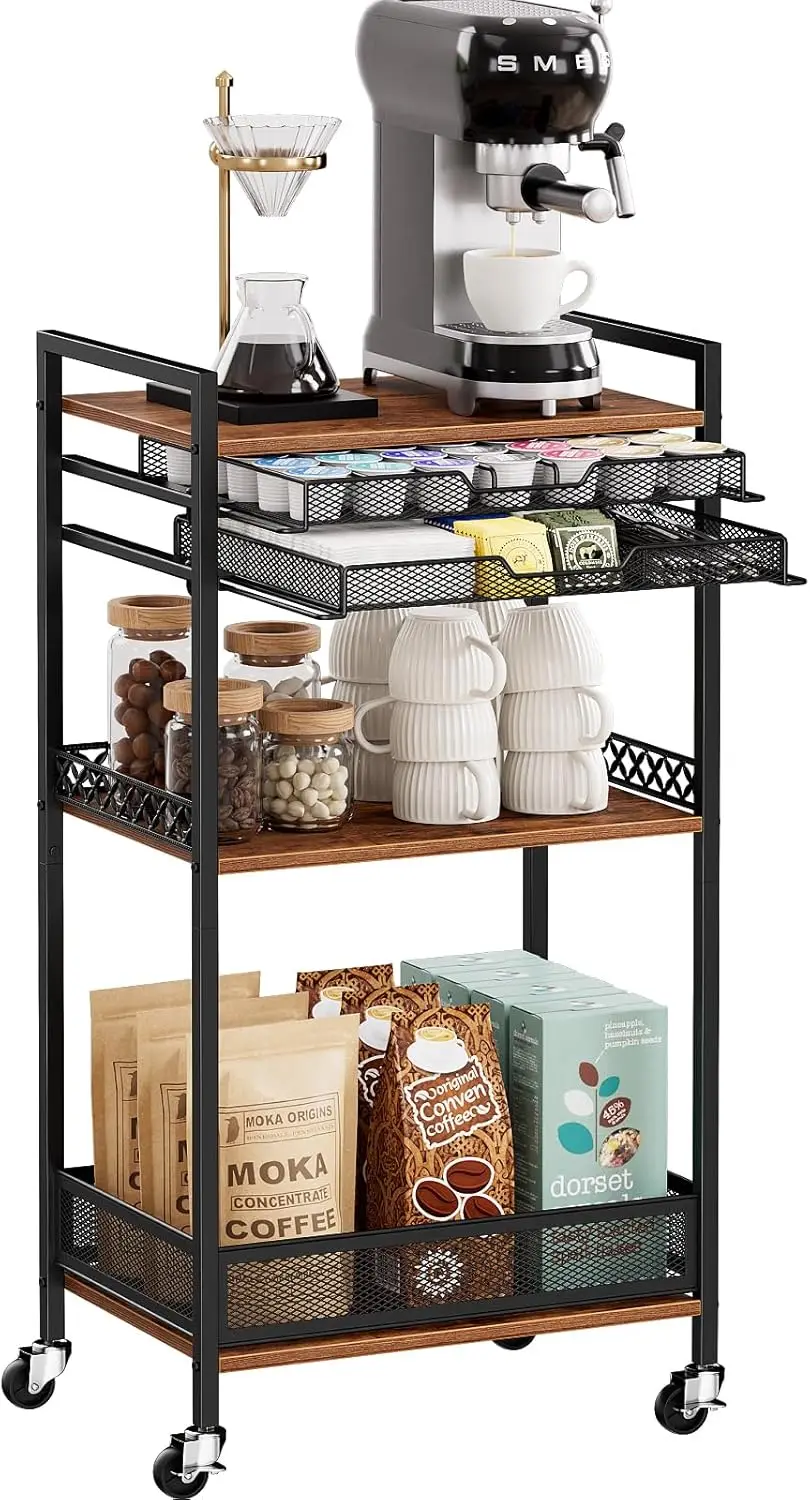 Multi-Functional Bar Accessories Organizer K Cup Holder Rack, Coffee Station Organizer for Nespresso Vertuo and K Cup Capsules