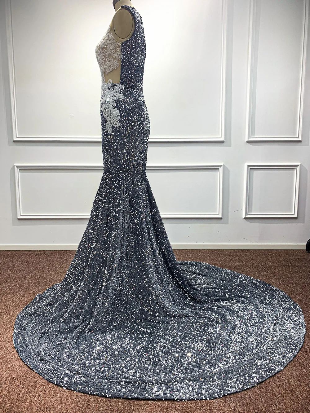 Sparkly Beaded Embroidery Mermaid Dubai Prom Dresses For Women Party Luxury Floor Length Sequin Formal Elegant Evening Gowns